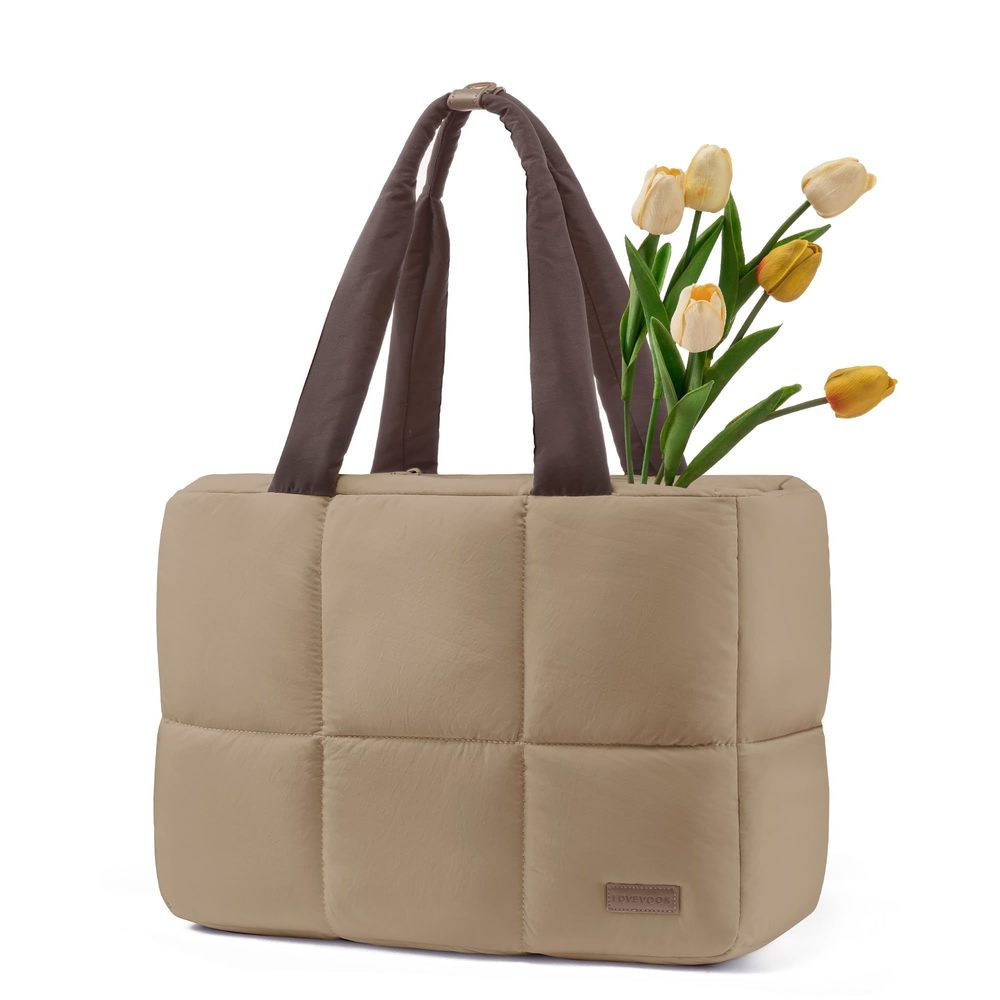 15.6 Inch Work Tote Bag, Waterproof Puffer Tote Ziered Daily :)